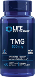Life Extension TMG, Trimethylglycine, Promotes healthy homocysteine levels, Gluten-free, Vegetarian, 60 Capsules