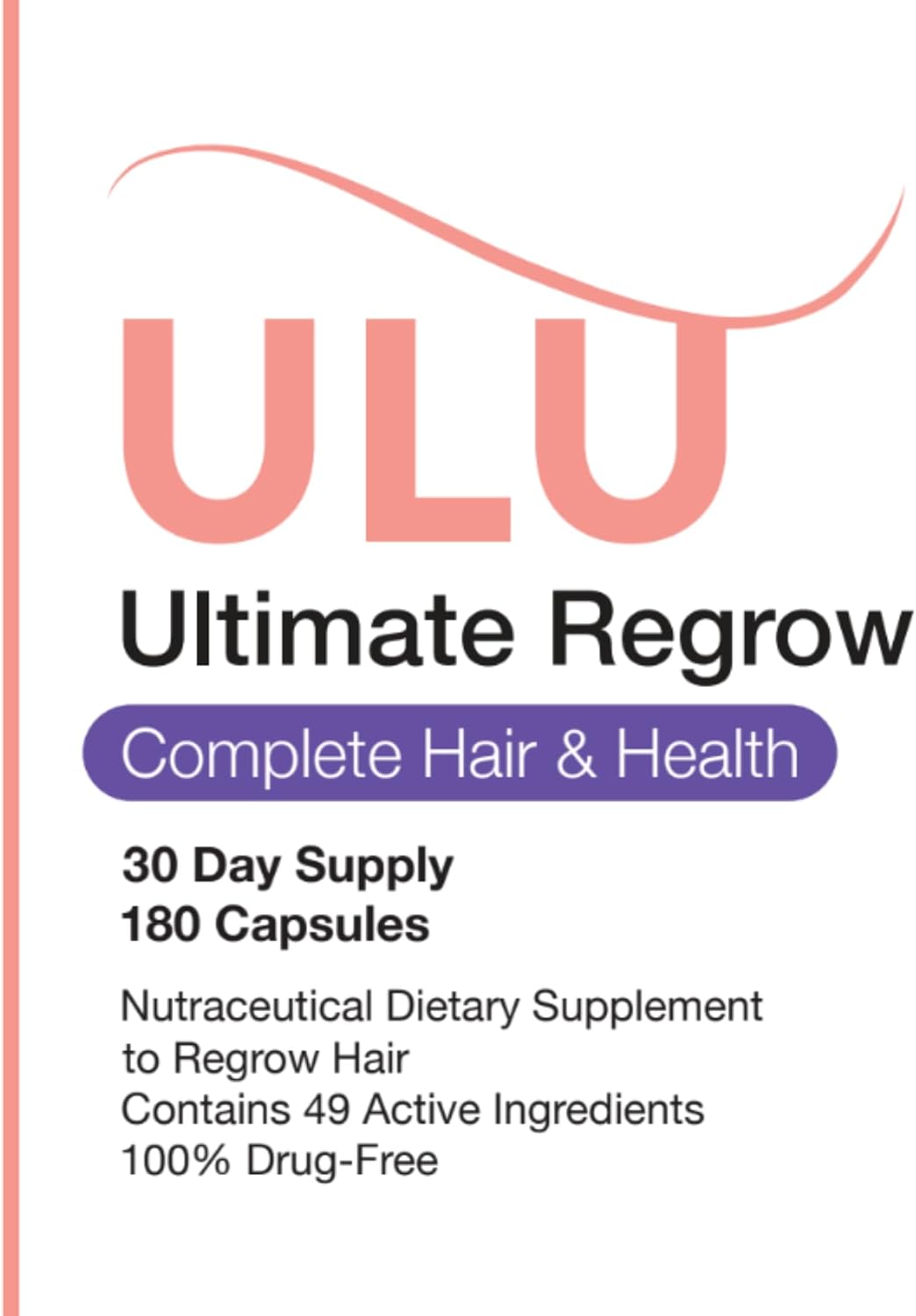 ULULIFE Ultimate Regrow Multivitamin: Healthy Hair, Skin, and Nails - 180 Capsules