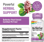 Solaray Extracto de Raíz de Butterbur 50 mg - 60 Cápsulas Veganas