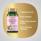 Pueraria Mirifica Cápsulas | Extracto de Raíz | 120 Cápsulas | No-GMO, Sin Gluten | Nature's Reward