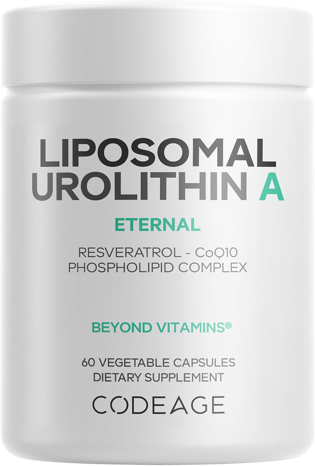 Codeage Liposomal Urolithin A 500mg con Resveratrol, Betaina y CoQ10 - 60 Cápsulas