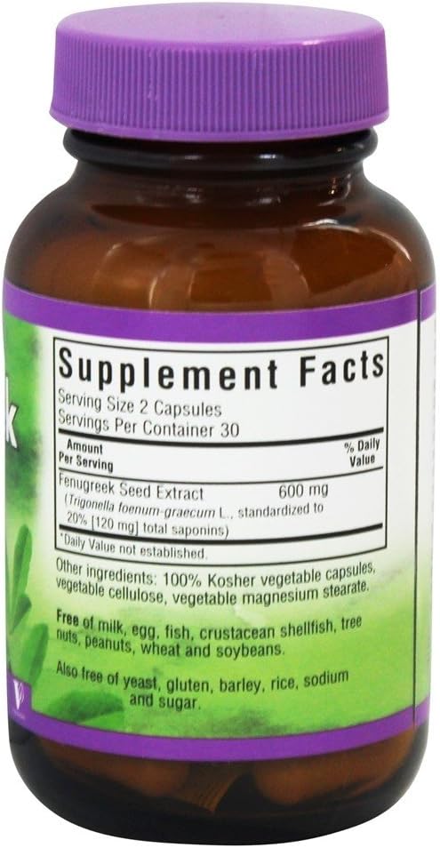 Bluebonnet Extracto Estandarizado de Semilla de Fenogreco 600 mg - 60 Cápsulas Vegetales