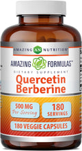 Amazing Formulas Quercetina Berberina - 250mg Berberina y 250mg Quercetina, 180 Cápsulas Vegetales