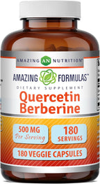 Amazing Formulas Quercetina Berberina 500 mg por Dosis - 90 Cápsulas (2 Envases)