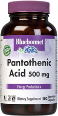 Bluebonnet Ácido Pantoténico 500 mg, 180 Cápsulas Vegetales