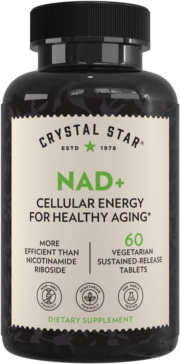 Crystal Star NAD+ (60 Comprimidos) - NAD+ Patentado para Energía Celular y Envejecimiento Saludable