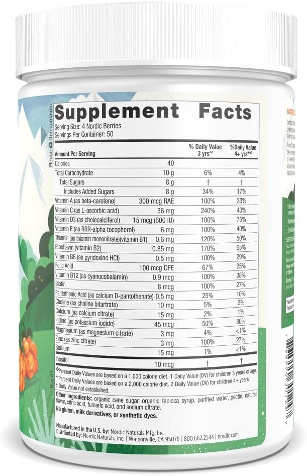 Nordic Naturals Nordic Berries Multivitamínico en Gominolas, Cítrico - 200 Gominolas (50 Dosis)