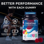 LIVS Creatine Monohydrate Gummies 5g - Suplemento Pre-Entreno para Hombres y Mujeres - Crecimiento Muscular, Fuerza y Recuperación - Vegano, Halal, Kosher, Non-GMO - Sabor Tropical Fruit Punch - 40 Gomitas