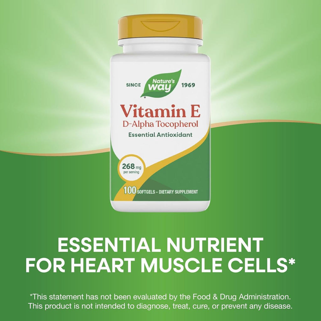 Nature's Way Vitamina E Natural D-Alfa Tocoferol 268 mg 100 Cápsulas Blandas