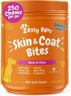 Zesty Paws Omega 3 Fish Oil for Dogs - Complemento para Perros con Sabor a Pollo (250 Chews)