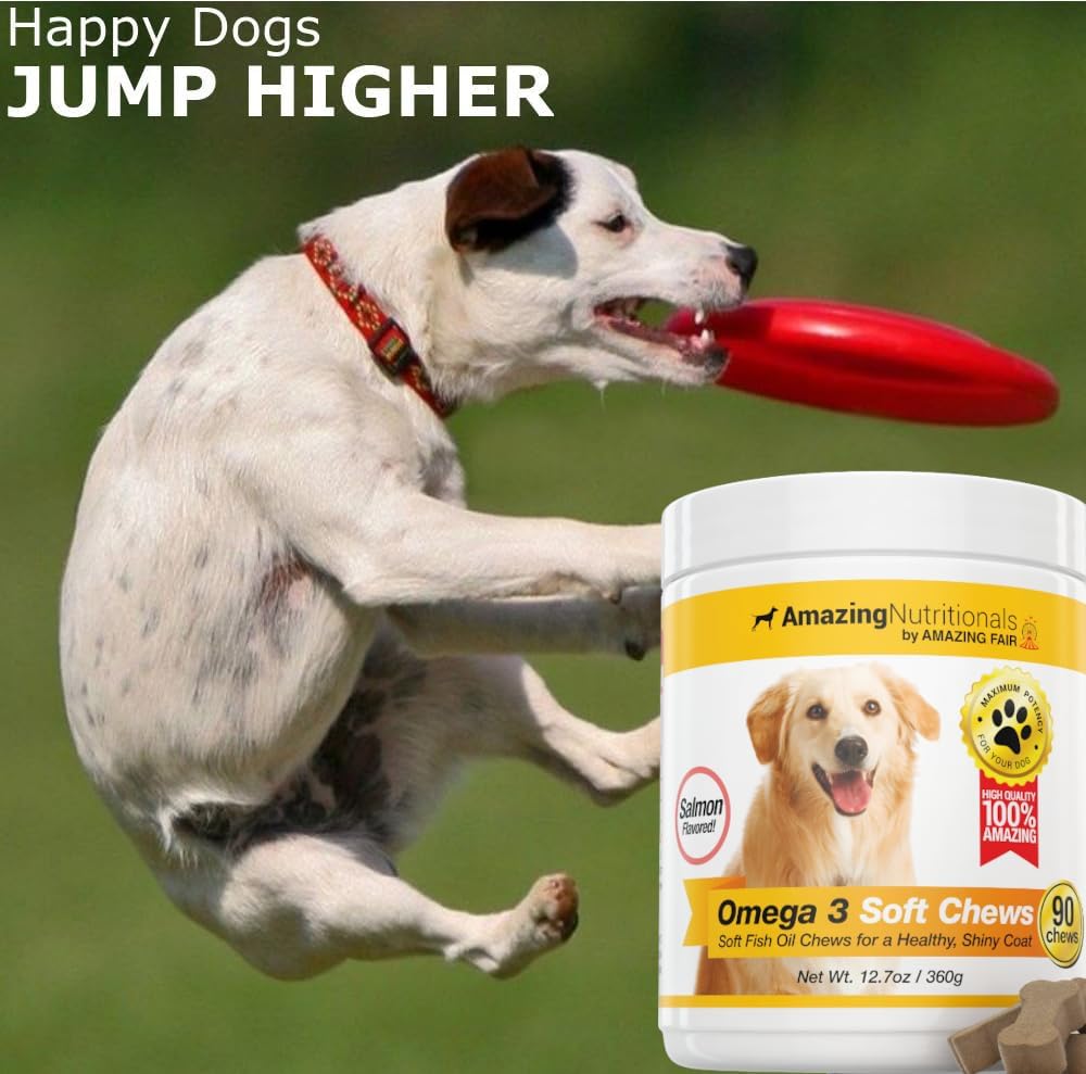 Amazing Omega 3 for Dogs - Suplemento de Aceite de Pescado para Perros - 90 Golosinas Blandas