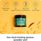 Ancient Nutrition SuperGreens Powder con Probióticos, Sabor Mango Orgánico, 12 servicios, 93 g