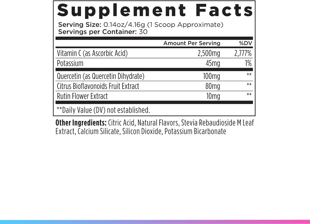 Livingood Daily Vitamina C en Polvo 2600 mg con Quercetina - 30 Dosis, Sabor Naranja