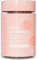 MONDAY HAIRCARE Gominolas de Biotina 2500 mcg con Vitamina C y E - 60 unidades