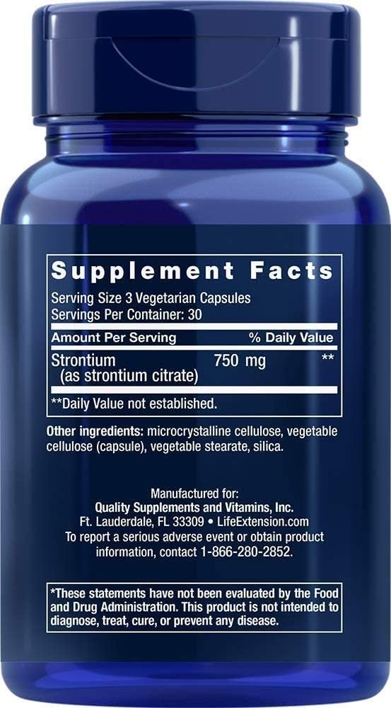 Life Extension Strontium Caps, 750 mg, 90 Cápsulas Vegetales - Pack de 2
