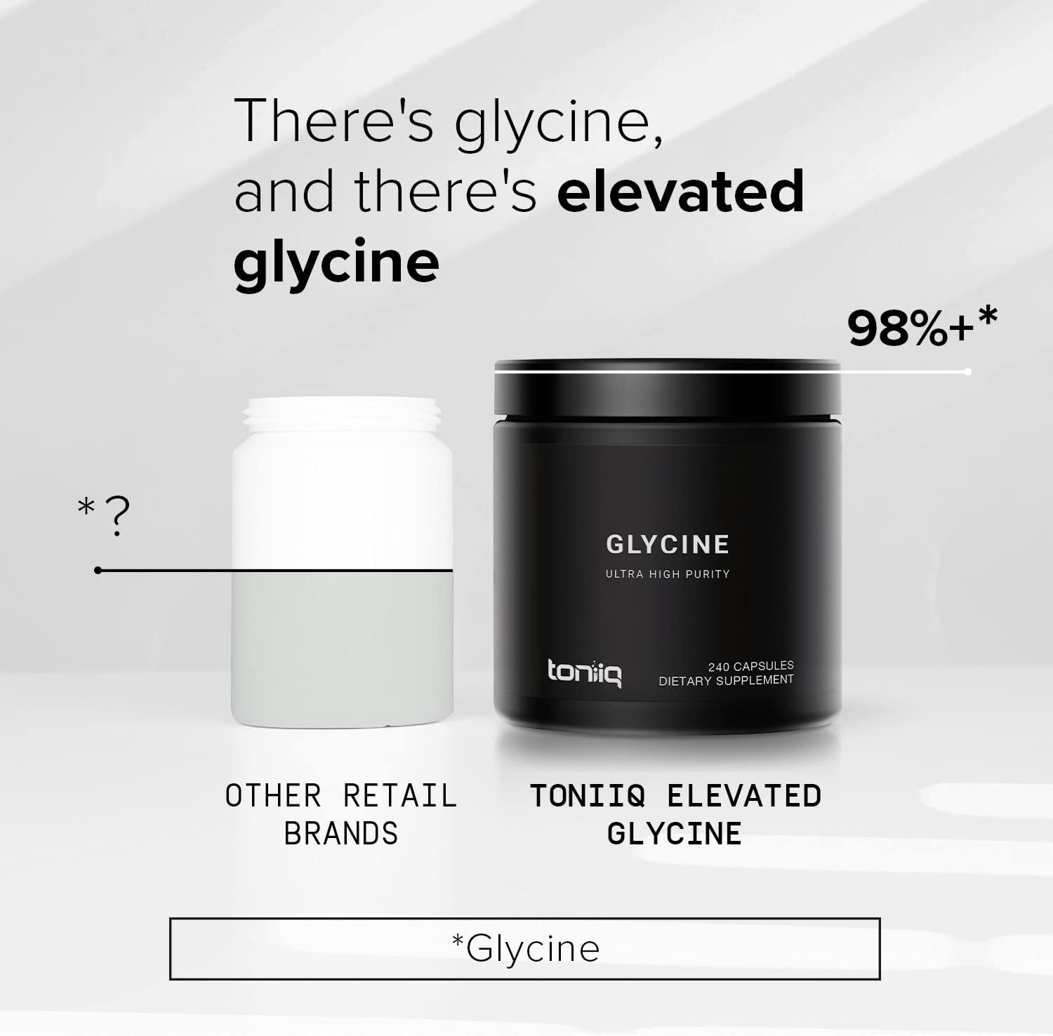 Toniiq Glicina 1300mg - Suplemento de Glicina en Cápsulas Vegetarianas - 240 Cápsulas - 120 Dosis - Alta Pureza - 4 Meses de Suministro
