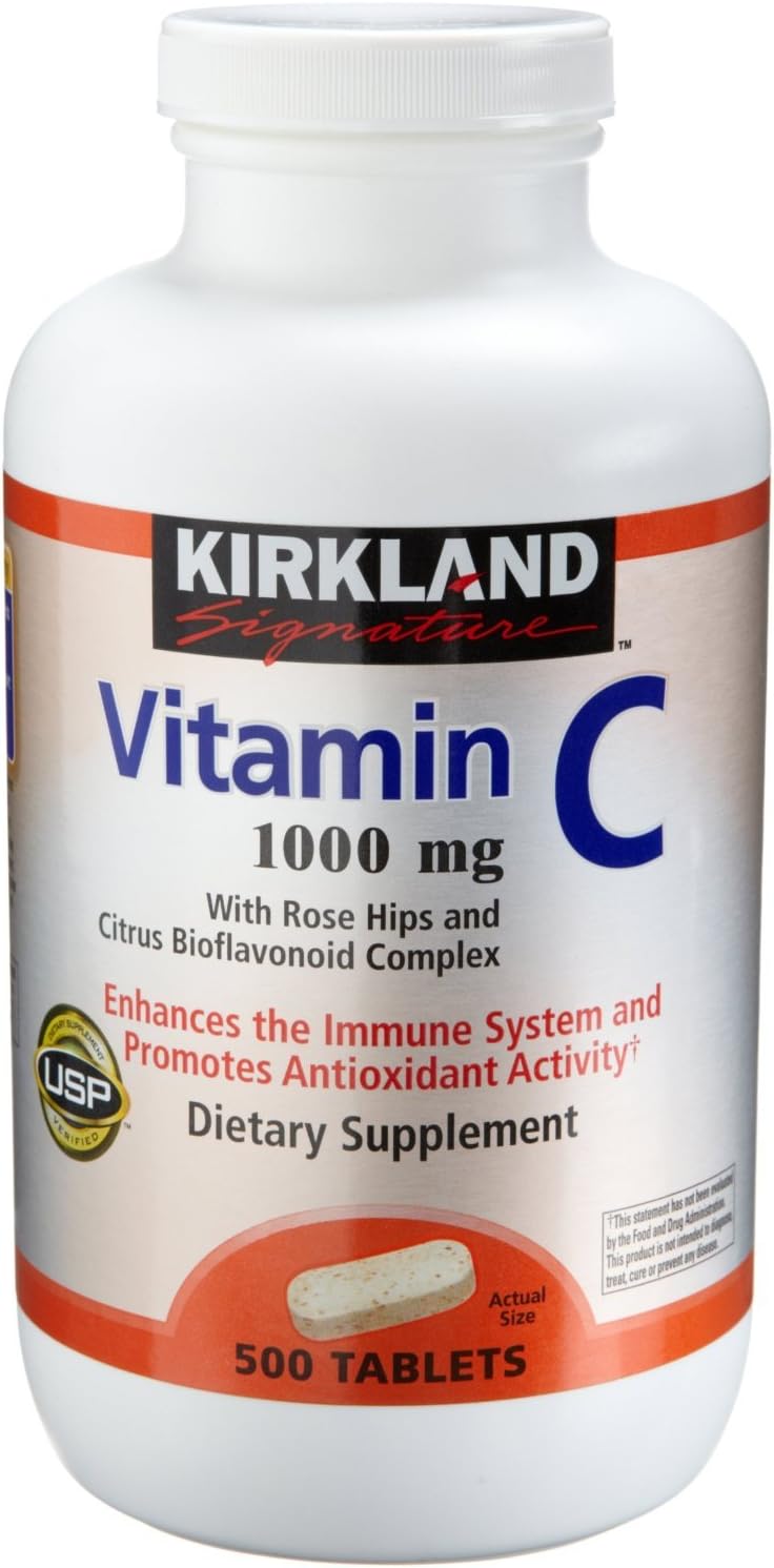 Kirkland Vitamina C con Rosa Mosqueta y Complejo de Bioflavonoides Cítricos (1000 mg), 1000 Comprimidos