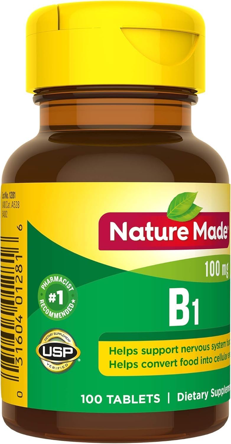 Nature Made Vitamina B1 100 mg - 100 Comprimidos - Suplemento para el Metabolismo Energético