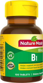 Nature Made Vitamina B1 100 mg - 100 Comprimidos - Suplemento para el Metabolismo Energético