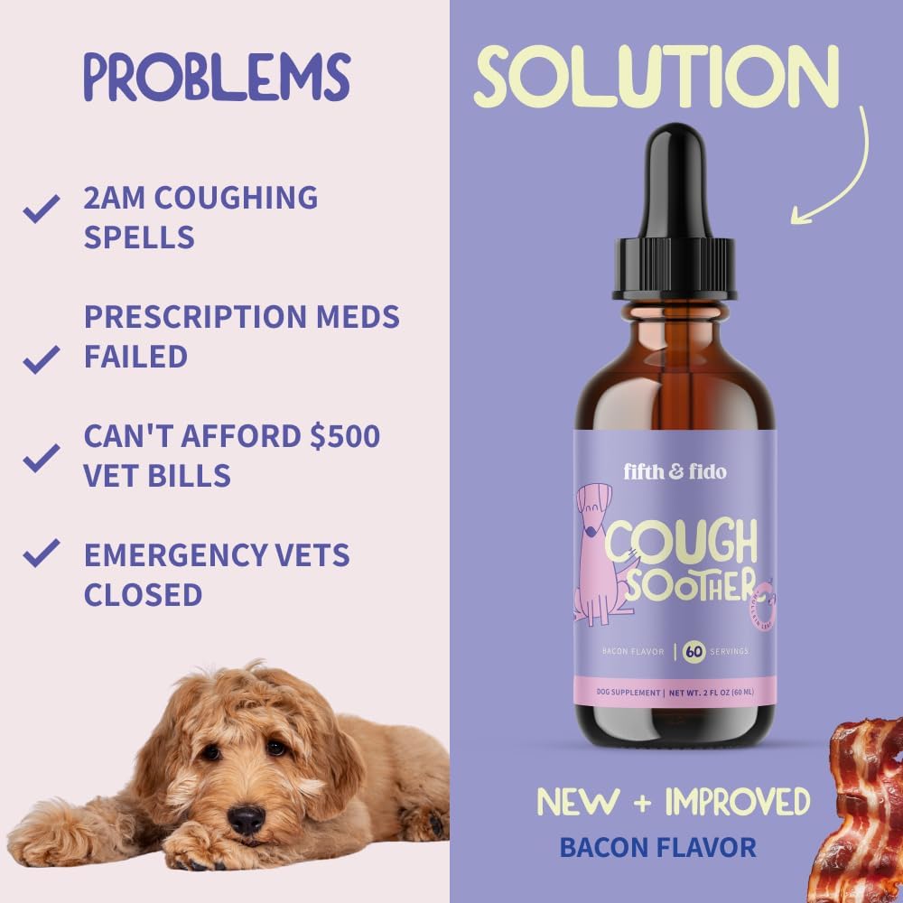 Fifth & Fido Remedio para la Tos en Perros - Gotas Naturales para Alivio de la Garganta