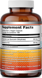 Amazing Formulas Quercetina Berberina - 250mg Berberina y 250mg Quercetina, 180 Cápsulas Vegetales