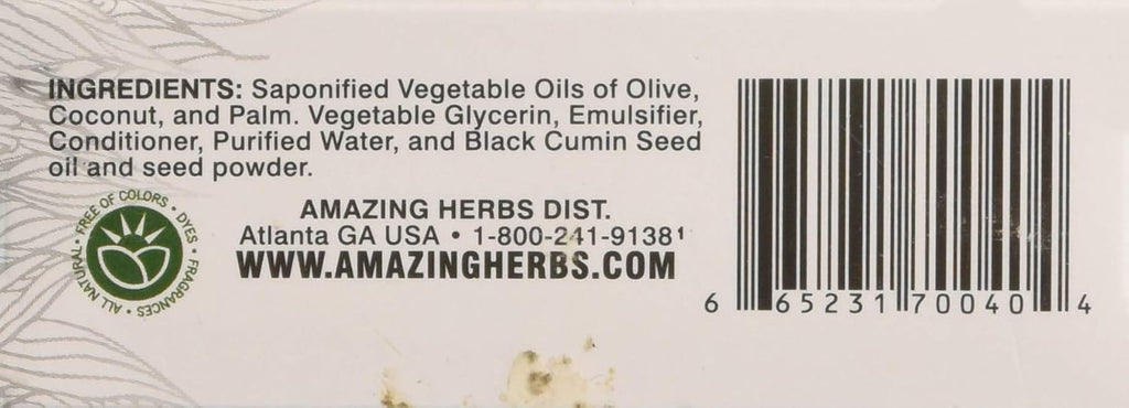 Amazing Herbs Jabón de Glicerina Vegetal con Semilla Negra, 120 g