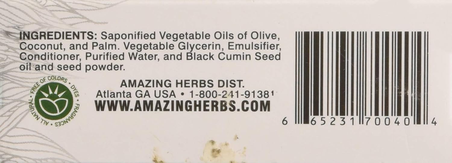 Amazing Herbs Jabón de Glicerina Vegetal con Semilla Negra, 120 g