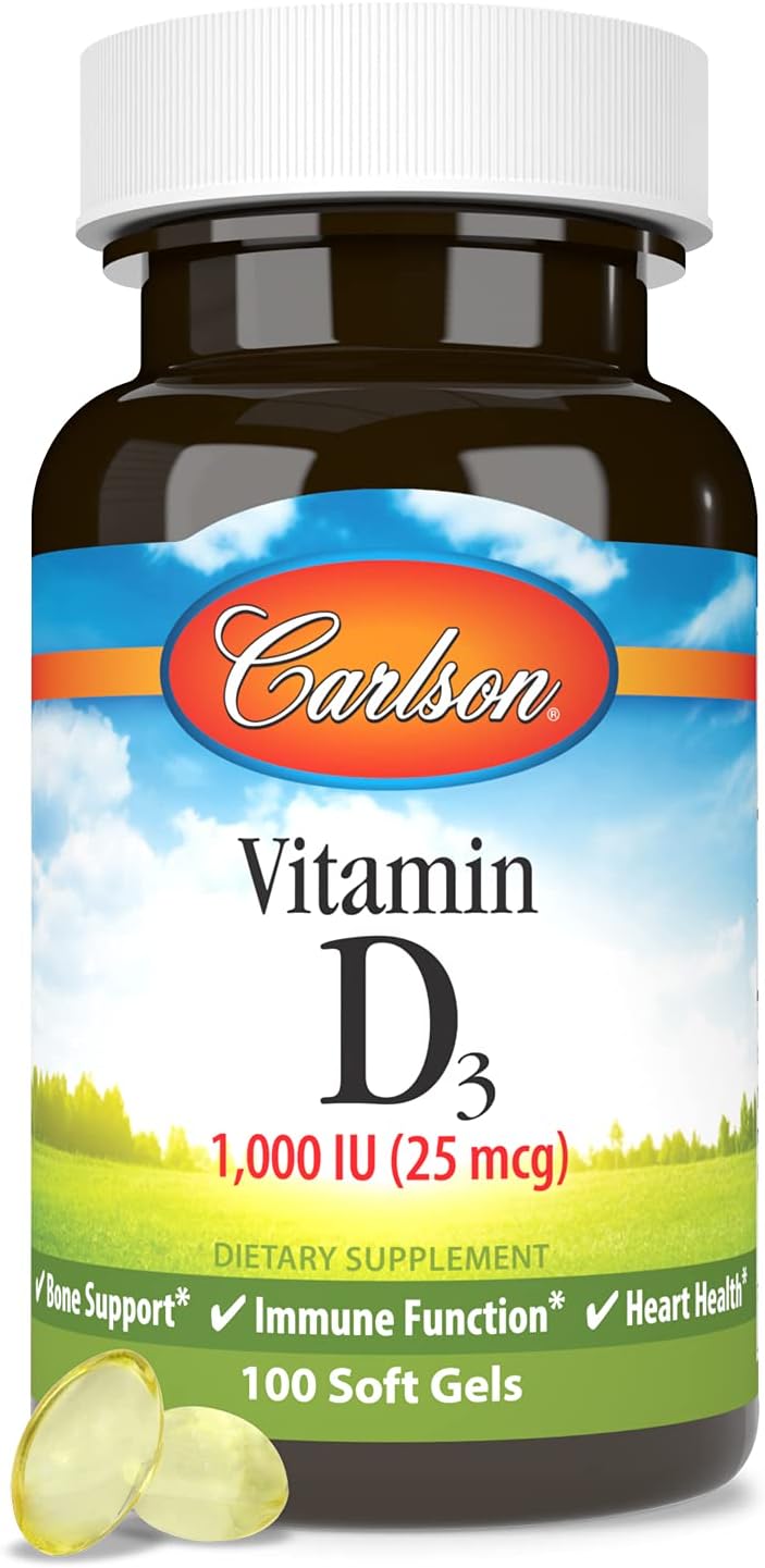 Carlson Vitamina D3 1000 UI – 100 Cápsulas Blandas