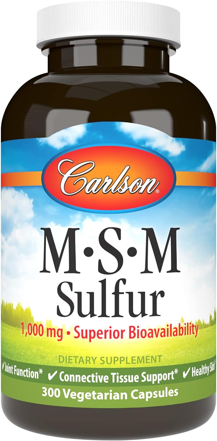 Carlson M-S-M Azufre, 1000 mg - 300 Cápsulas Vegetarianas