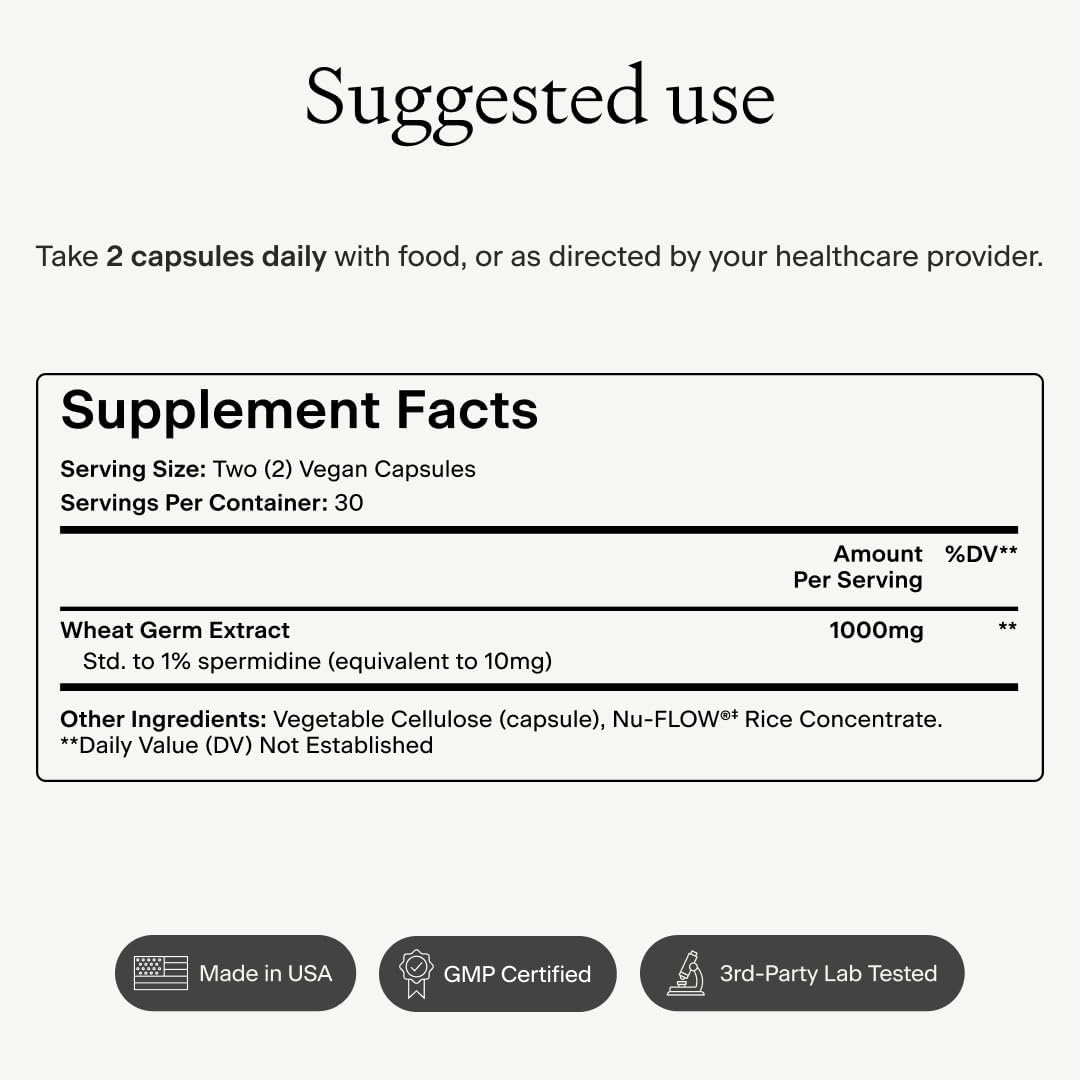 OMRE Spermidine 10 mg - Suplemento Natural de Espermidina de Germen de Trigo