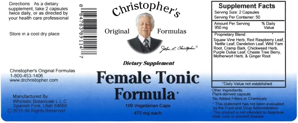 Christopher's Original Formulas Female Tonic Formula, 100 Comprimidos
