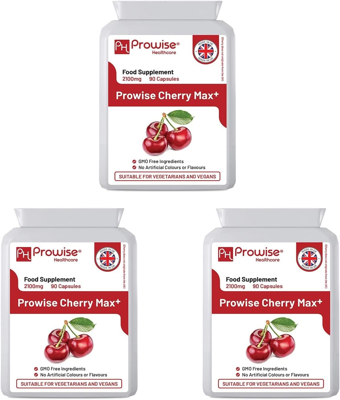 Cherry Max+ - 2100mg Montmorency con Black Cherry (90 Cápsulas Veganas)