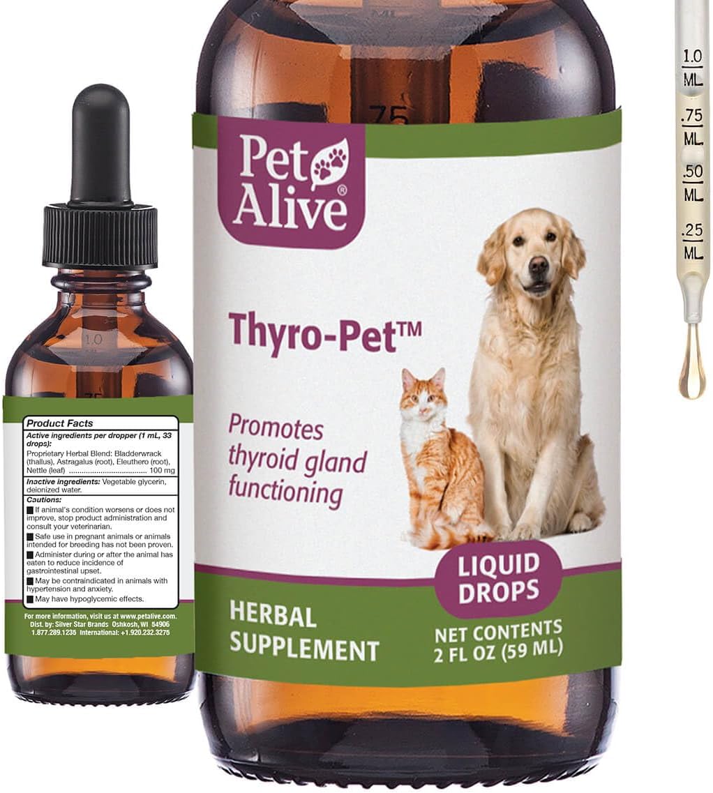 PetAlive Thyro-Pet – Gotas Líquidas de Apoyo Tiroideo para Perros y Gatos