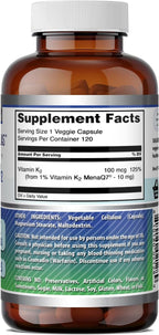 Amazing Formulas Vitamina K2 MenaQ7 MK7 100 mcg - 120 Cápsulas Vegetales
