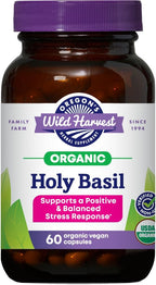 Oregon's Wild Harvest Suplemento Orgánico de Albahaca Sagrada (Holy Basil), 60 Cápsulas