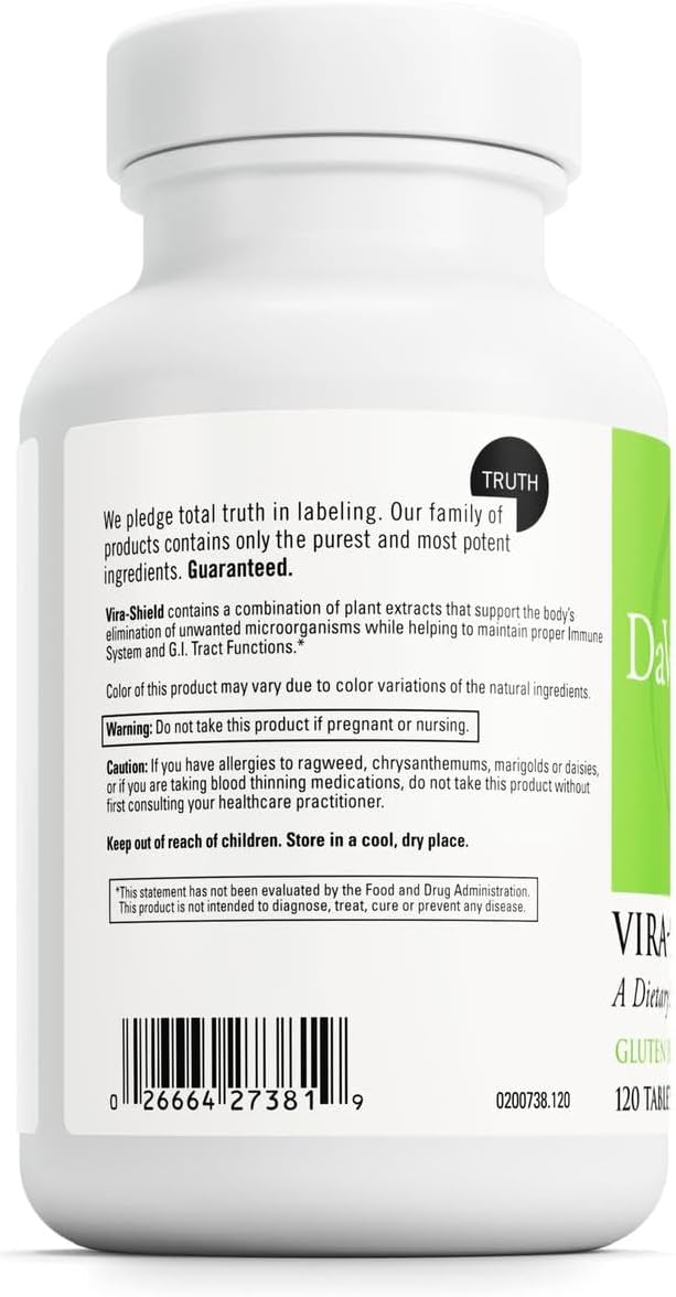 DAVINCI Labs Vira-Shield - Complemento alimenticio con extractos de nuez negra, ajenjo, hoja de olivo y Pau D'Arco - 120 comprimidos