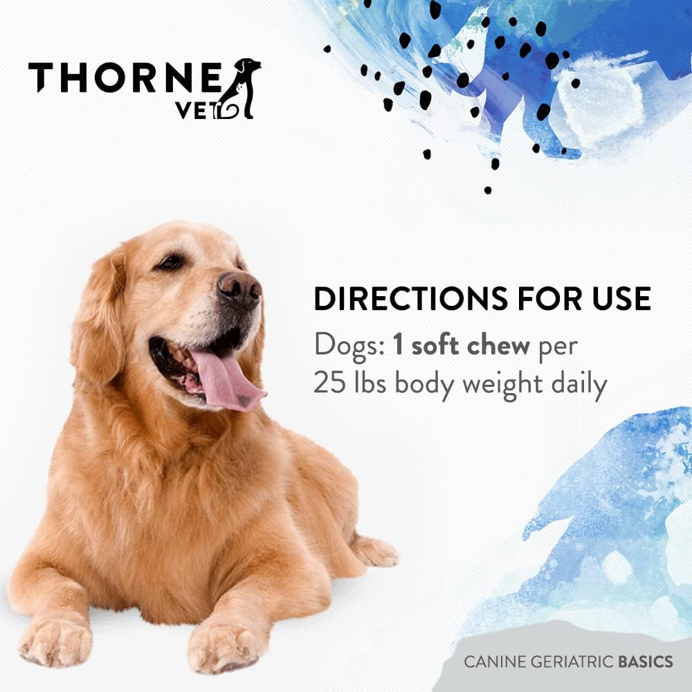 ThorneVET Canine Geriatric Basics – Fórmula multivitamínica y mineral para perros mayores, 90 masticables blandos