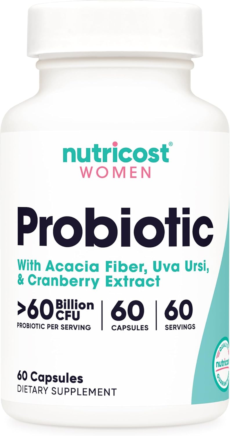 Nutricost Probiótico para Mujeres 60B UFC, 60 Cápsulas, Complejo con Fibra de Acacia, Uva Ursi y Extracto de Arándano Rojo - No-GMO y Sin Gluten