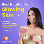 THRU Glow - Glutatión Japonés 500 mg y Vitamina C para el Cuidado de la Piel - 20 Comprimidos Efervescentes Sabor Fresa y Limón