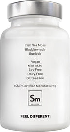 Amen Sea Moss, 1000 mg Musgo Marino Orgánico con Vejiga de Mar, Raíz de Bardana, Vitamina C y Pimienta Negra - 90 Cápsulas Veganas