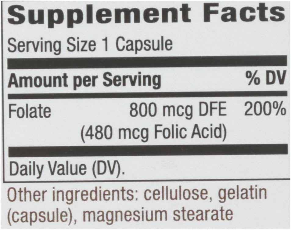 Ácido Fólico 800 mcg – 100 Cápsulas – Nature's Way