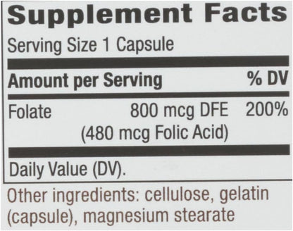 Ácido Fólico 800 mcg – 100 Cápsulas – – Contribuye a la formación normal de las células sanguíneas. – Image 2