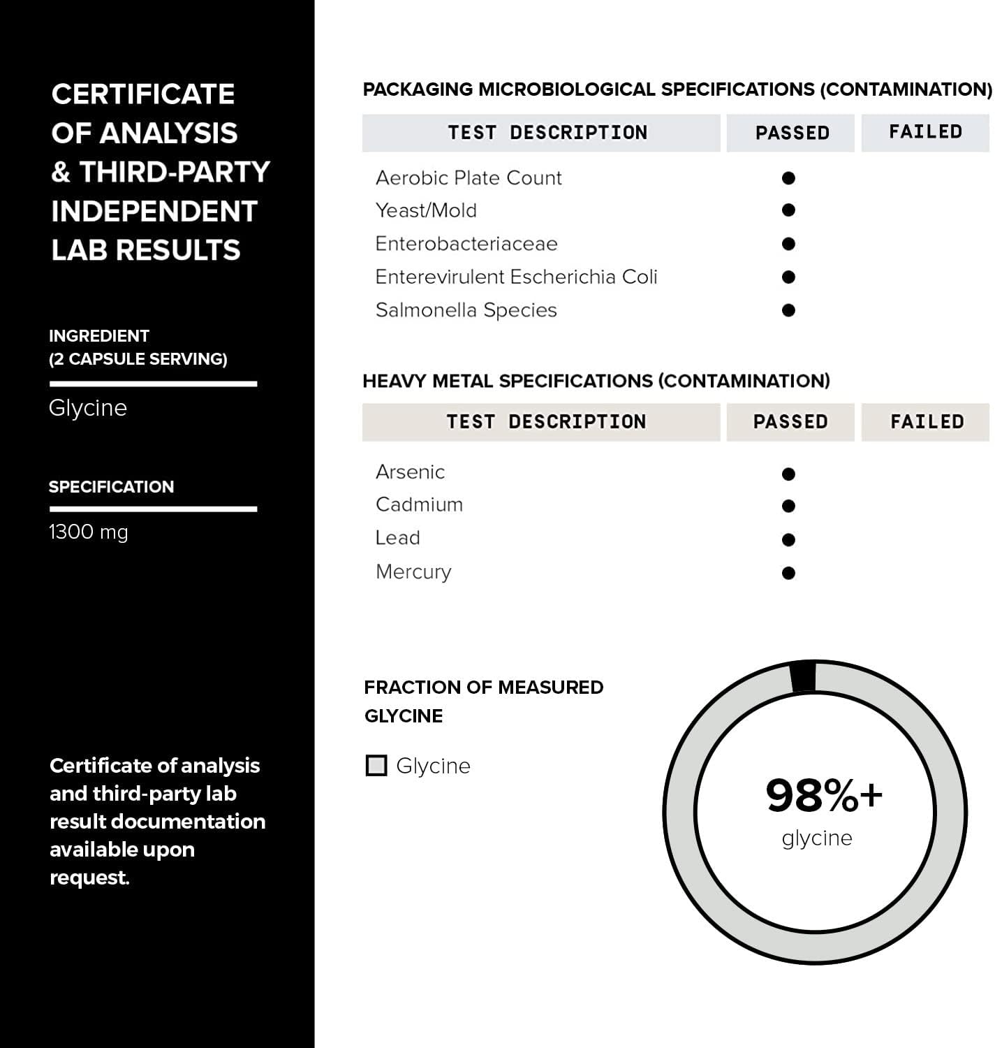 Toniiq Glicina 1300mg - Suplemento de Glicina en Cápsulas Vegetarianas - 240 Cápsulas - 120 Dosis - Alta Pureza - 4 Meses de Suministro