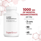 Supersmart - Inositol Hexanicotinate 1500 mg/día (Niacina sin Enrojecimiento) - Suplemento de Vitamina B3 | Sin OGM y Sin Gluten - 90 Cápsulas Vegetales
