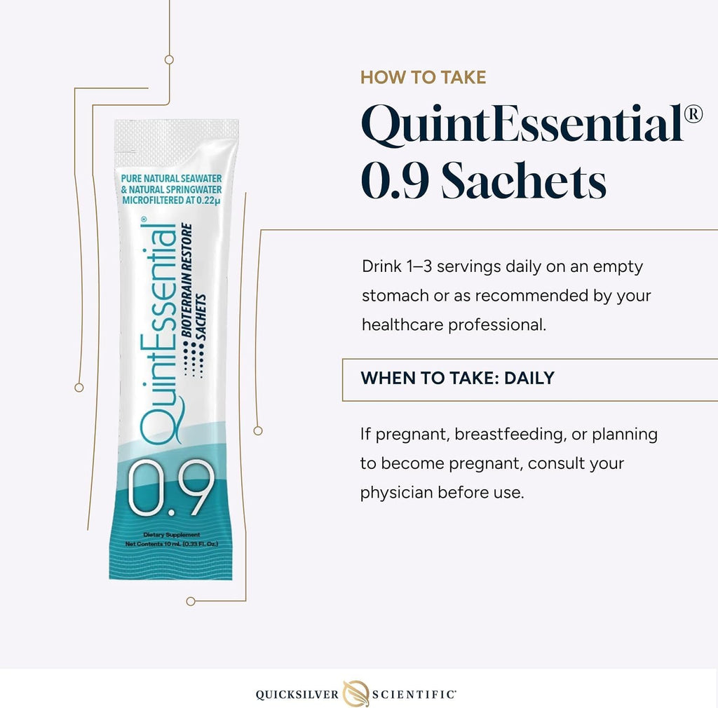 Quicksilver Scientific Quintessential 0.9 – Solución Isotónica con Minerales de Agua de Mar, 30 Sobres