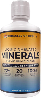 Minerales Quelados Líquidos - Complejo Húmico y Fúlvico - 72+ Minerales Vegetales - 946 ml