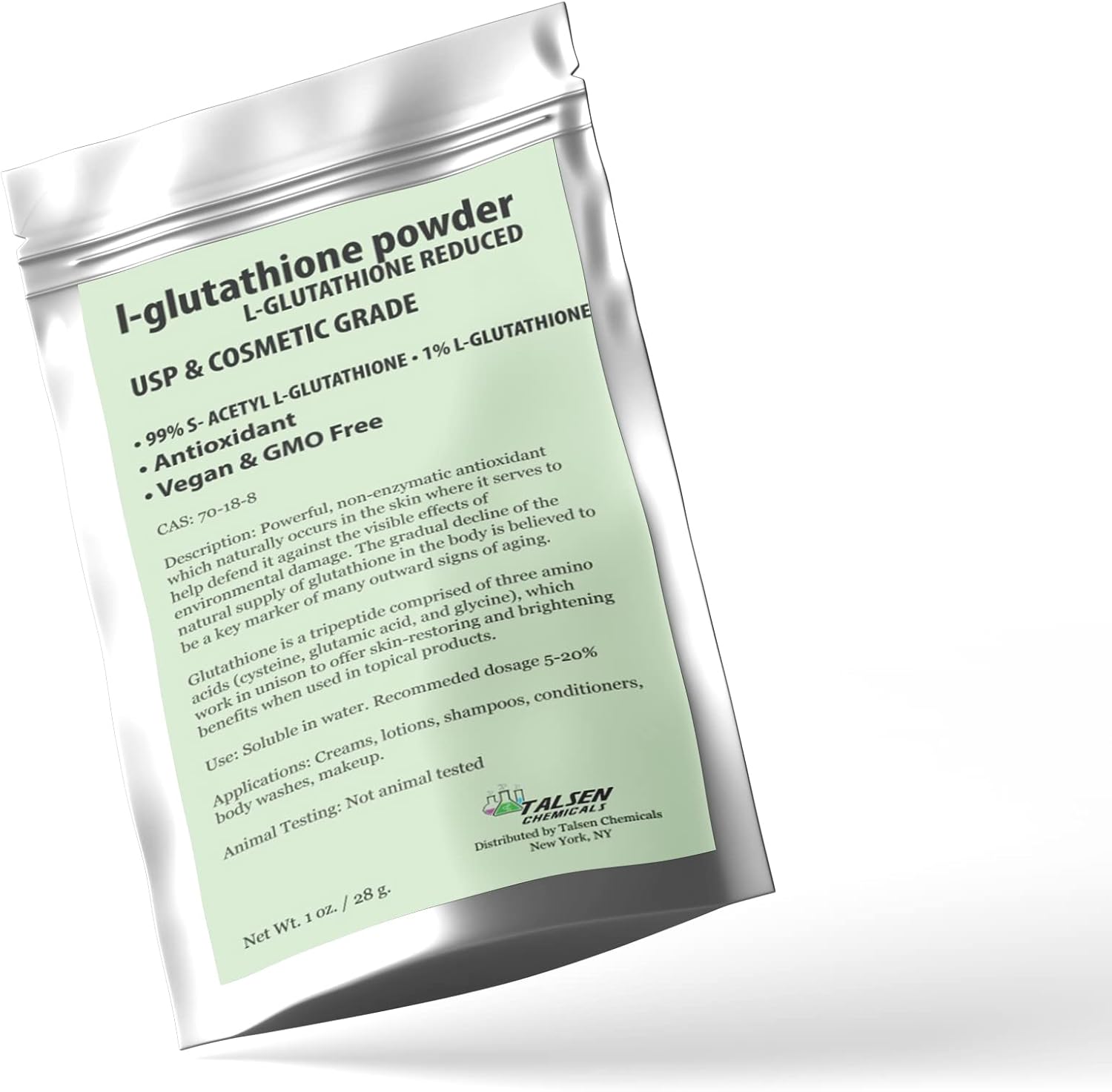 Talsen Chemicals Polvo de Glutatión Reducido Orgánico L-Glutation Puro (28g)