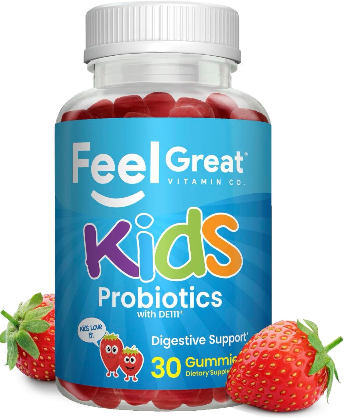 Feel Great Gominolas Probióticas Orgánicas para Niños - Sabor Fresa - 30 unidades