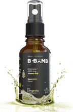B-Bomb Vitamin B12 + B Complex Liquid Spray: Metilcobalamina con Adenosilcobalamina - Energía y Estado de Ánimo, Sin Azúcar, Vegano, Sabor Menta Orgánica