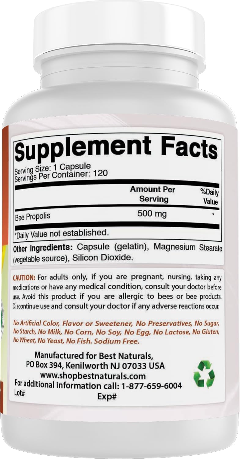 Best Naturals Propóleo de Abeja 500 mg – 120 Cápsulas (Pack de 2)